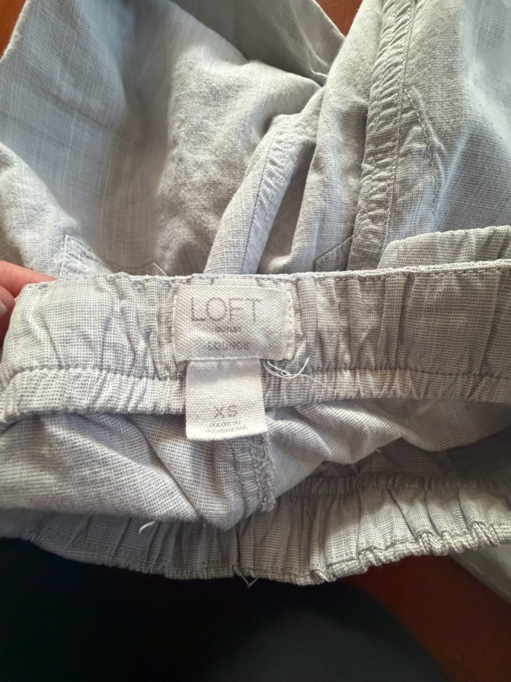 LOFT Light Gray Cropped Drawstring Pants - Picture 3 of 3